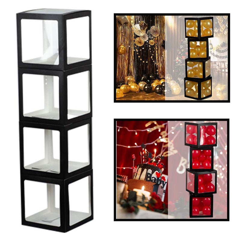 Aimto Clear Balloon Boxes for Party Decorations - Black - 4pcs - Image 1